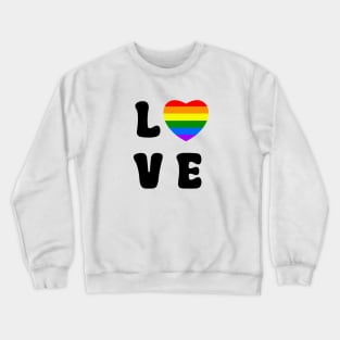 Love Rainbow Heart  Black Crewneck Sweatshirt